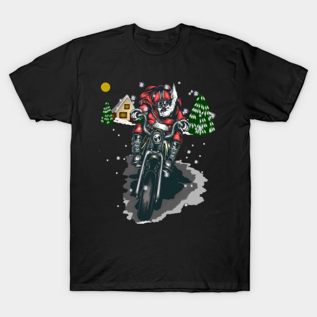 Christmas Biker T-Shirt by TexasTeez